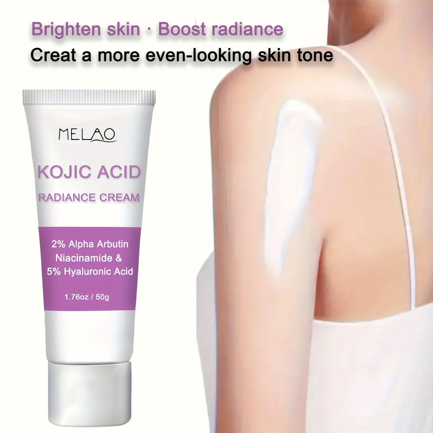 Kojic Acid Cream, Face & Body Cream with Niacinamide, ARBUTIN, Hyaluronic Acid, Shea Butter, Suitable for use on all parts of the face and body