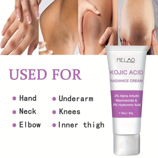 Kojic Acid Cream, Face & Body Cream with Niacinamide, ARBUTIN, Hyaluronic Acid, Shea Butter, Suitable for use on all parts of the face and body