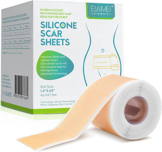 ZODENIS Medical Grade Silicone Scar Sheets, Silicone Scar Tape (1.6”x 60”)