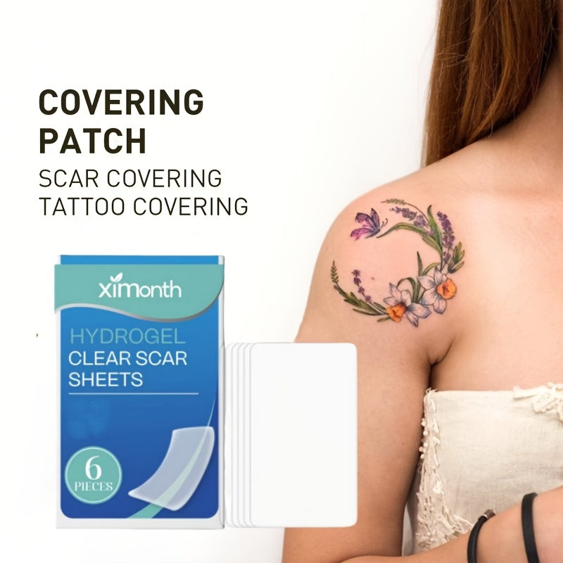 6pcs Invisible Silicone Scar Cover Patches for Scars and Tattoos, Light Beige-Tone Concealer Stickers