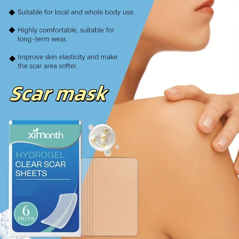 6pcs Invisible Silicone Scar Cover Patches for Scars and Tattoos, Light Beige-Tone Concealer Stickers